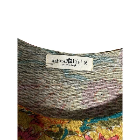 Natural Life Lottie Knit Midi Dress Medium Tan Floral 3/4 Sleeves Boho Whimsical - Picture 7 of 9